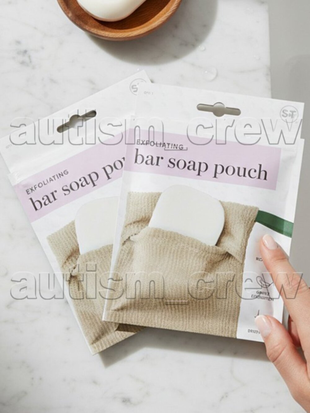 2/$12 💥🆕 S&T Inc. Exfoliating Bar Soap/Scrap Pouch | Color Beige | 4528